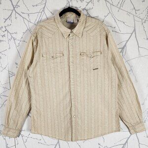 Hurley Yellow Floral Striped 100% Cotton Snap Front Western Shirt